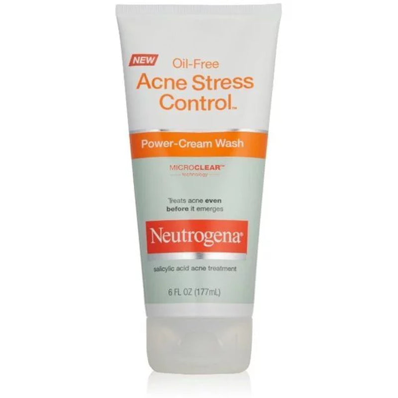 Netrogena Oil-Free Acne Stress Control Microclear Power-Cream Wash, 6Oz